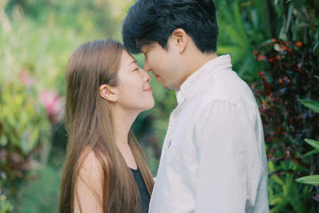 Emerald green rice terraces of Sidemen Bali with soft airy highlights and filmic texture