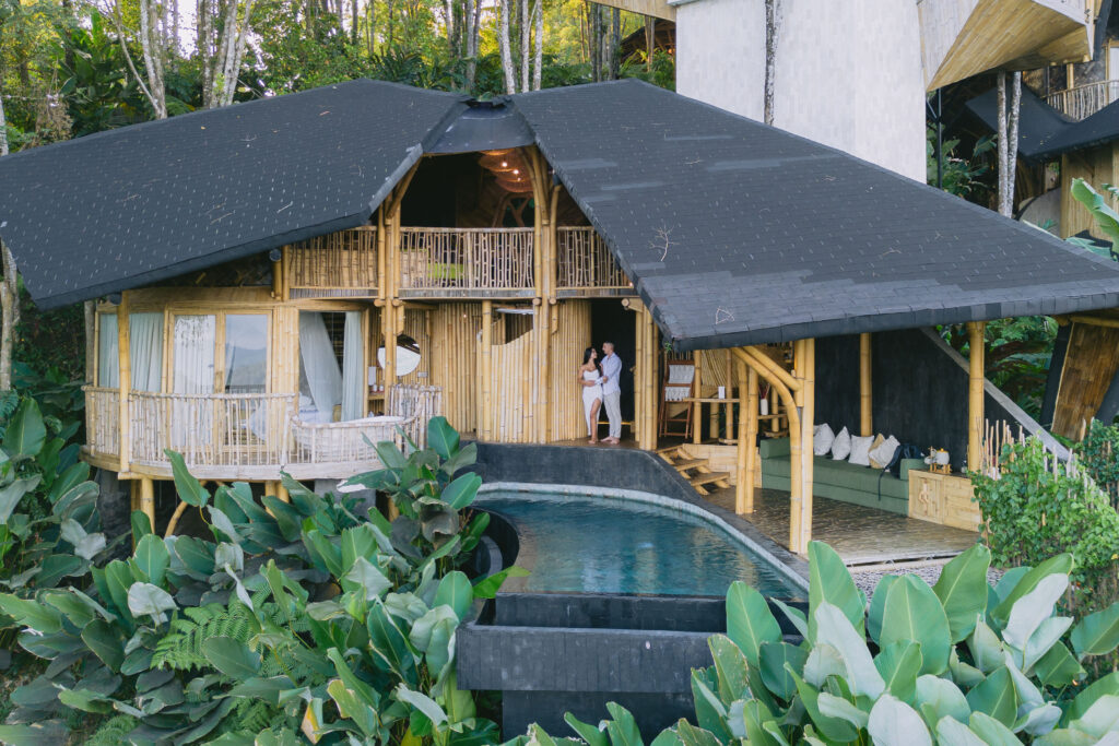 Architecture of Avana Bamboo Bali surrounded by tropical nature